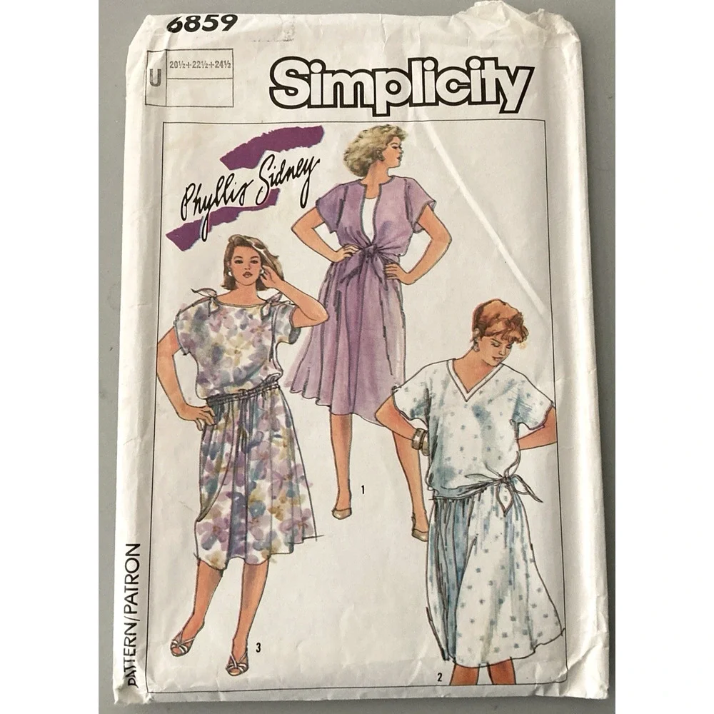 Simplicity 6859 Pattern Women Two-Piece Dress Sz 20.5-24.5 UNCUT 80s